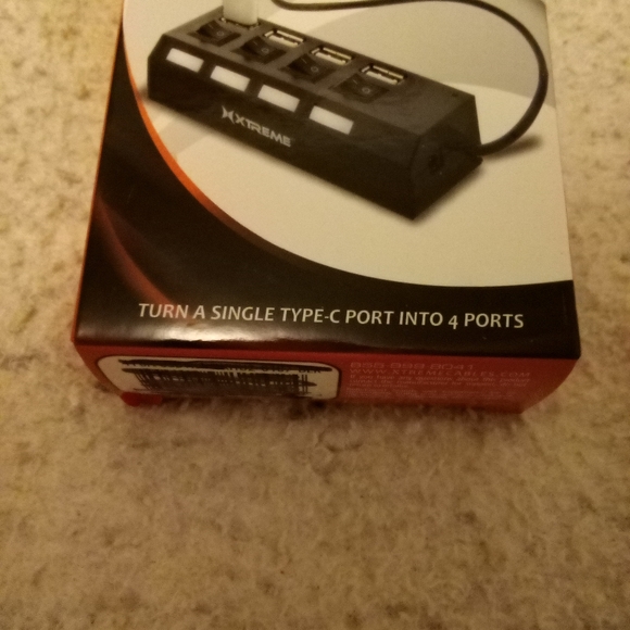 Xtreme Tech 4 Port Type-C Hub USB 2.0 with Power Switches Sealed - Picture 2 of 13